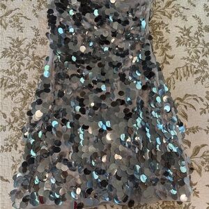 Silver Sequin Sleeveless Dress